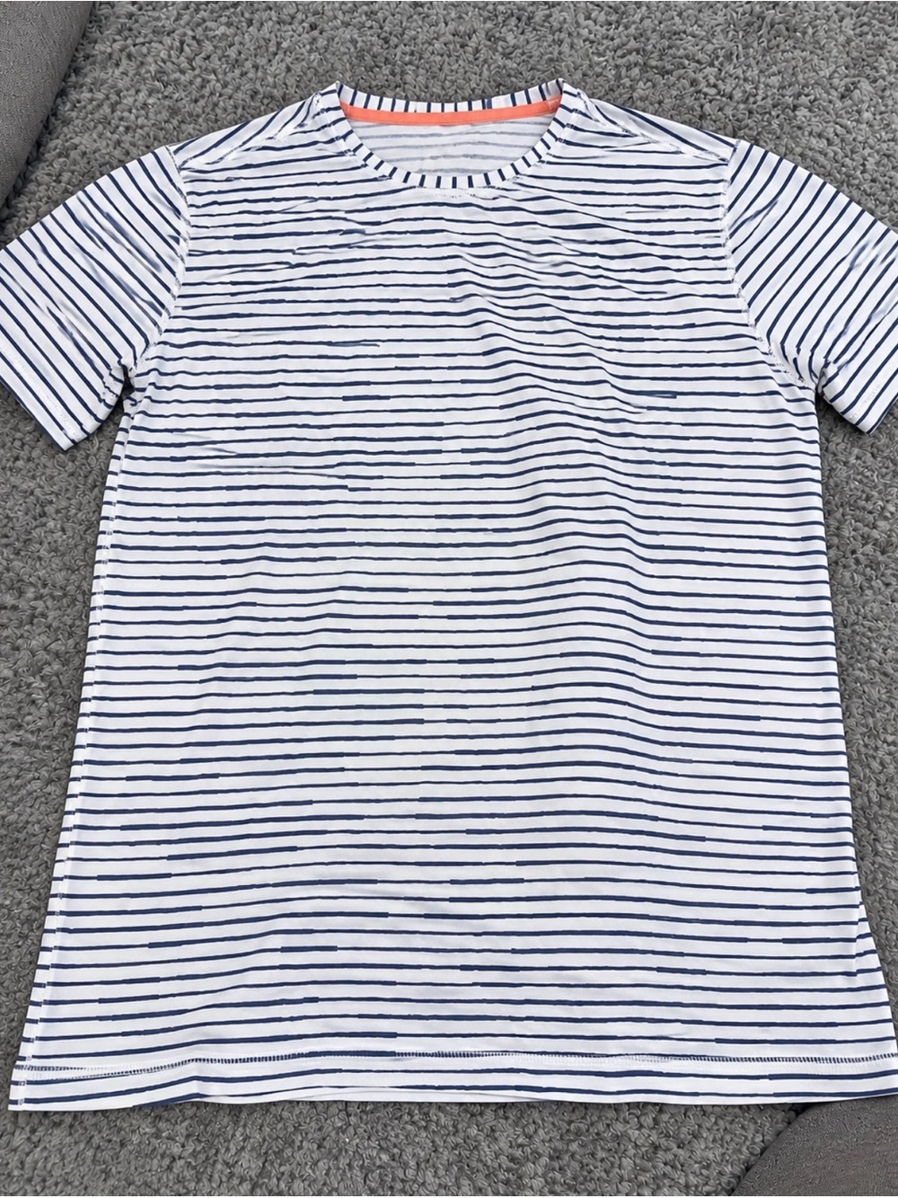 Lululemon Men’s Navy Barcode Short Sleeve Tee - White/Navy Sz. L